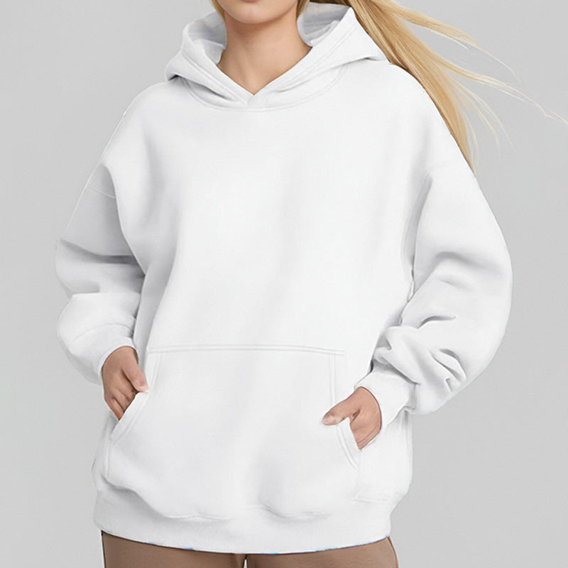 Damen Kapuzenpullover Weich Fleece Lockere Passform