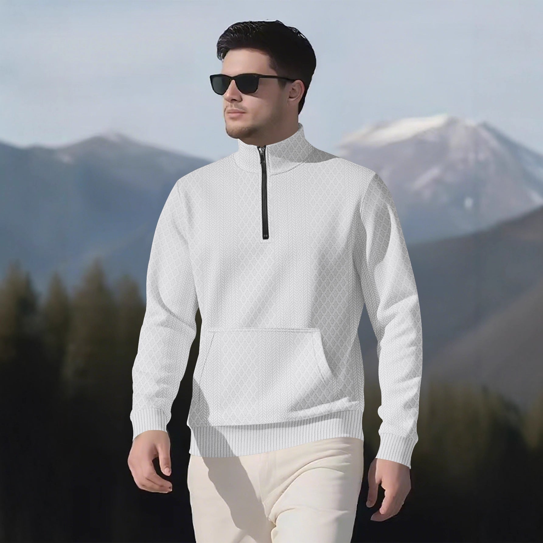 Herren Fleece-Pullover Modern Mit Reißverschluss Hochkragen - BerlinGlamour