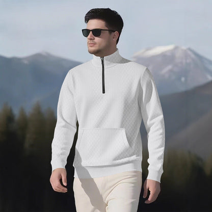 Herren Fleece-Pullover Modern Mit Reißverschluss Hochkragen - BerlinGlamour