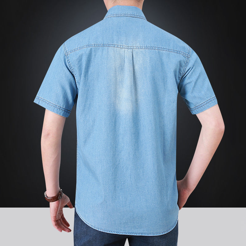 Herren Denim Hemd Kurzarm mit Taschen Modern Style