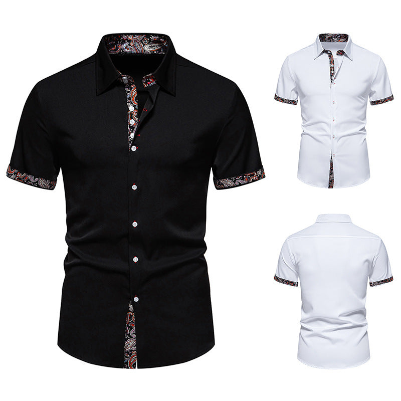 Herren Kurzarmhemd Modern mit Kontrastdetails und Stilvoll Kragen
