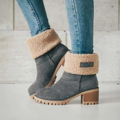 Damen Stiefeletten Warm Komfortabel Kunstfell Winter