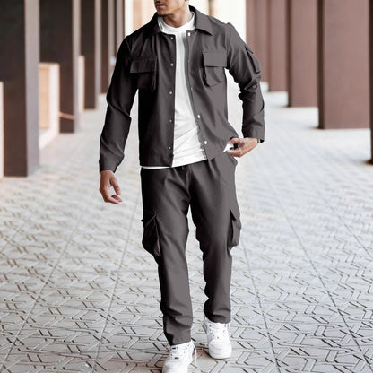 Herren Jogginganzug Cargo-Jacke Hose Set Sportlich Modern