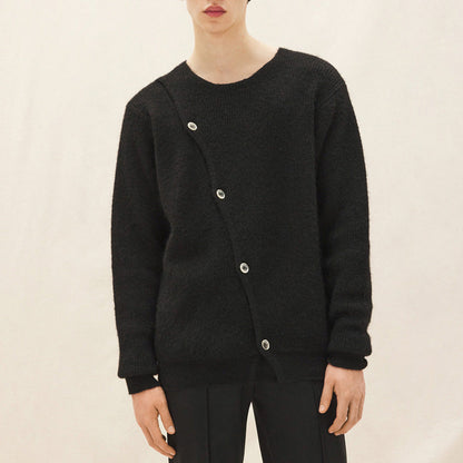 Herren Strickpullover Modern Asymmetrisch Mit Druckknöpfen