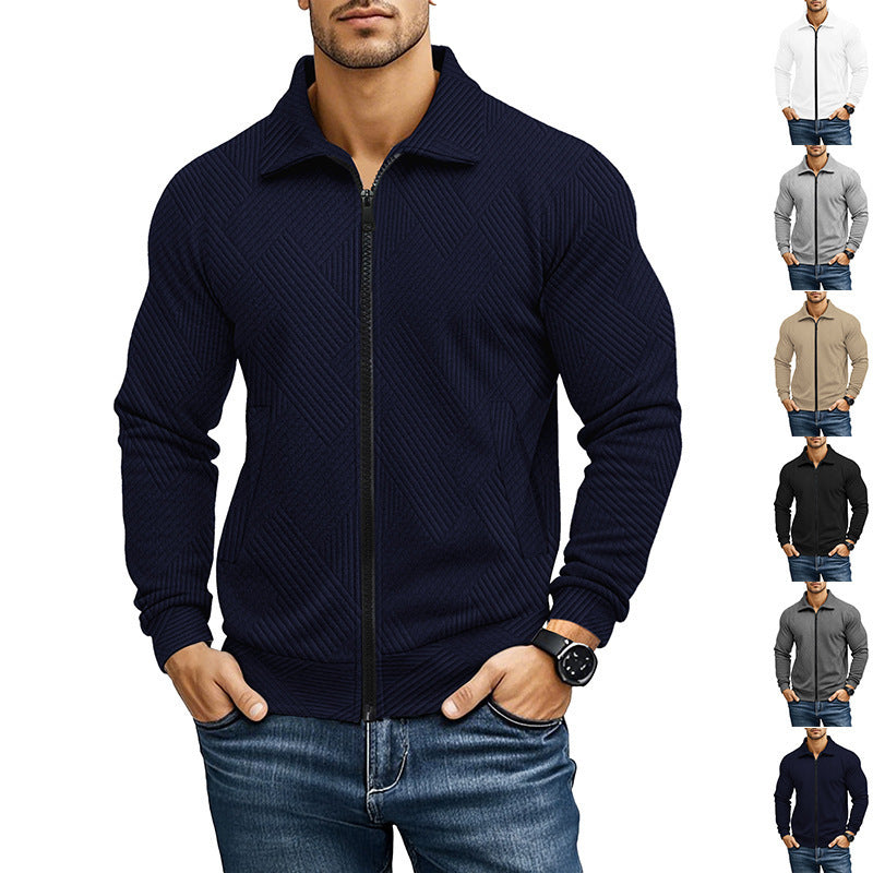 Herren Sweatjacke Modern Strukturiert Schwarz Trendig