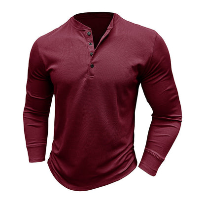 Herren Langarmshirt Modern Knopfleiste Slimfit
