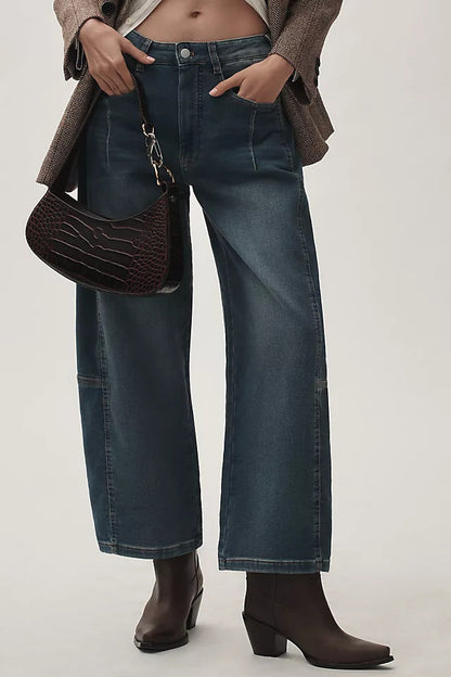 Damen Jeans Cropped Weite Bequem Lässig