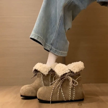Damen Fleece Boots Warm Gefüttert Schnürsenkel - BerlinGlamour