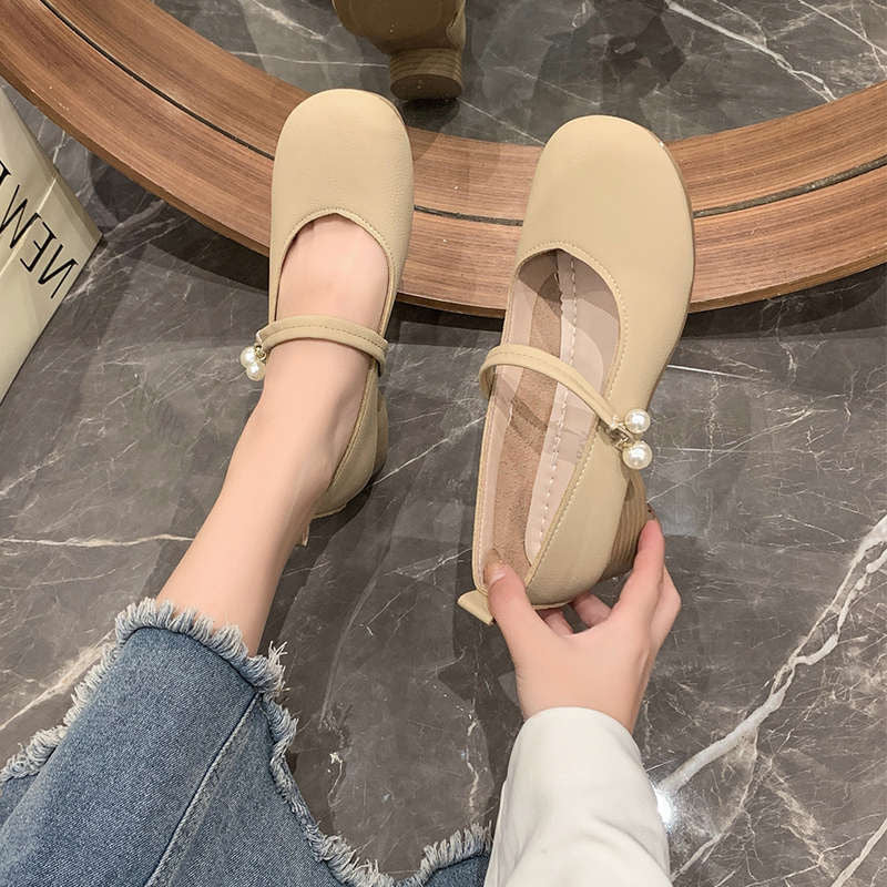 Damen Ballerina Schuhe Elegante Perlen Details
