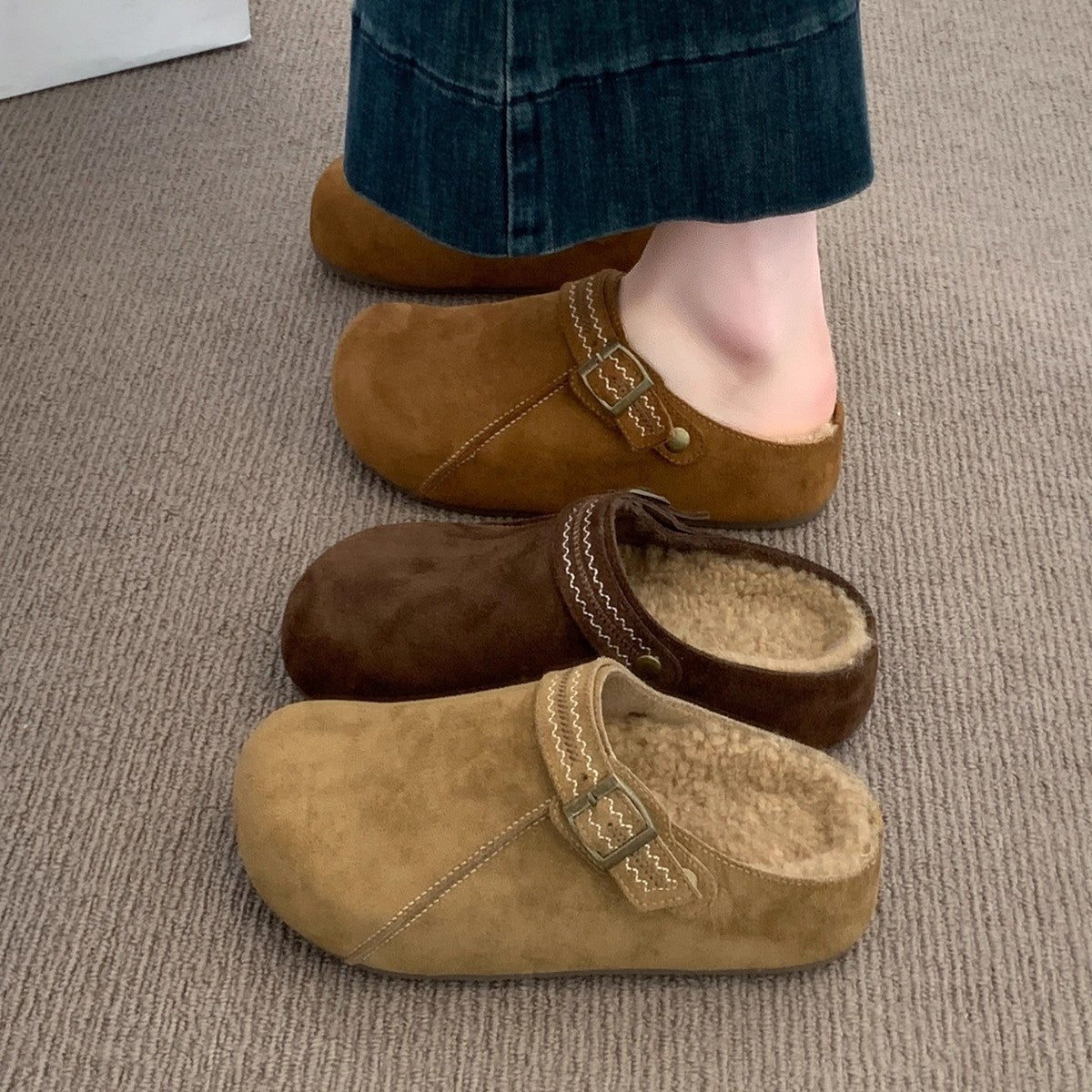 Damen Clogs Warm Bequem Schnalle Modisch - BerlinGlamour