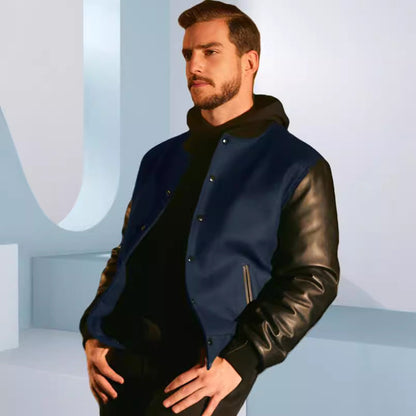 Herren Bomberjacke Modern mit Kontrastärmeln Schlicht