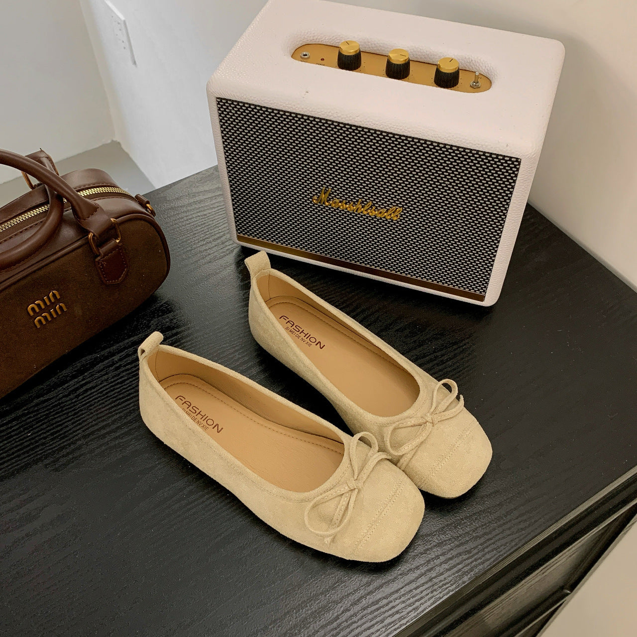 Damen Ballerinas Bequem Ledersohle Zierliche Schleife - BerlinGlamour