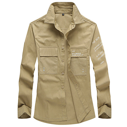 Herren Hemd Utility Stil mit Taschen und Kontrastdetails Modern