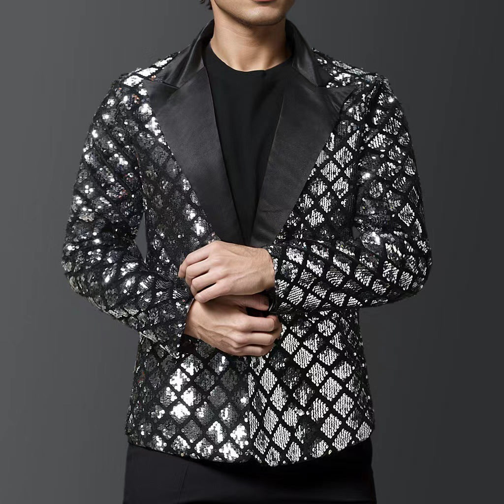 Herren Smoking Blazer Glitzernd Luxus Pailletten