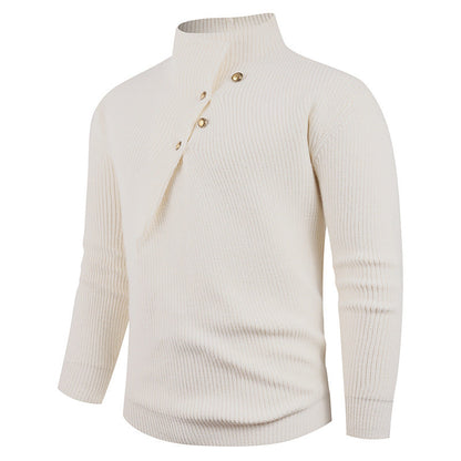 Herren Strickpullover Asymmetrisch Holzknöpfe Modern