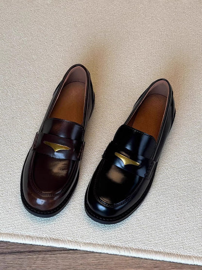Damen Mokassins Elegante Gold Dekoration Komfort Fußbett