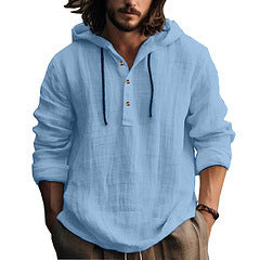 Herren Kapuzenpullover Modern mit Knöpfen Schwarz