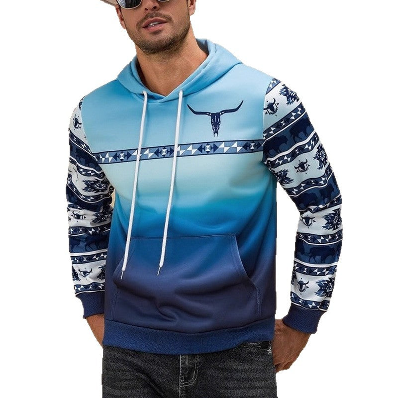Herren Kapuzenpullover Modernes Tribal Muster Grau