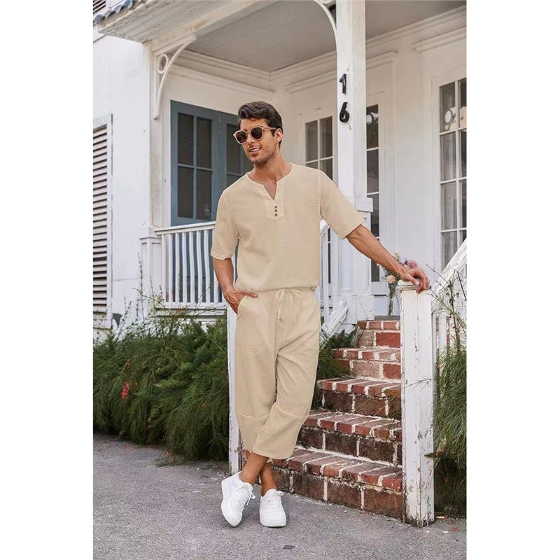 Herren Freizeitanzug-Set mit Knopfleiste Modern Stylisch