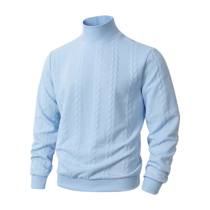 Herren Strickpullover Modern mit Zopfmuster Hochkragen
