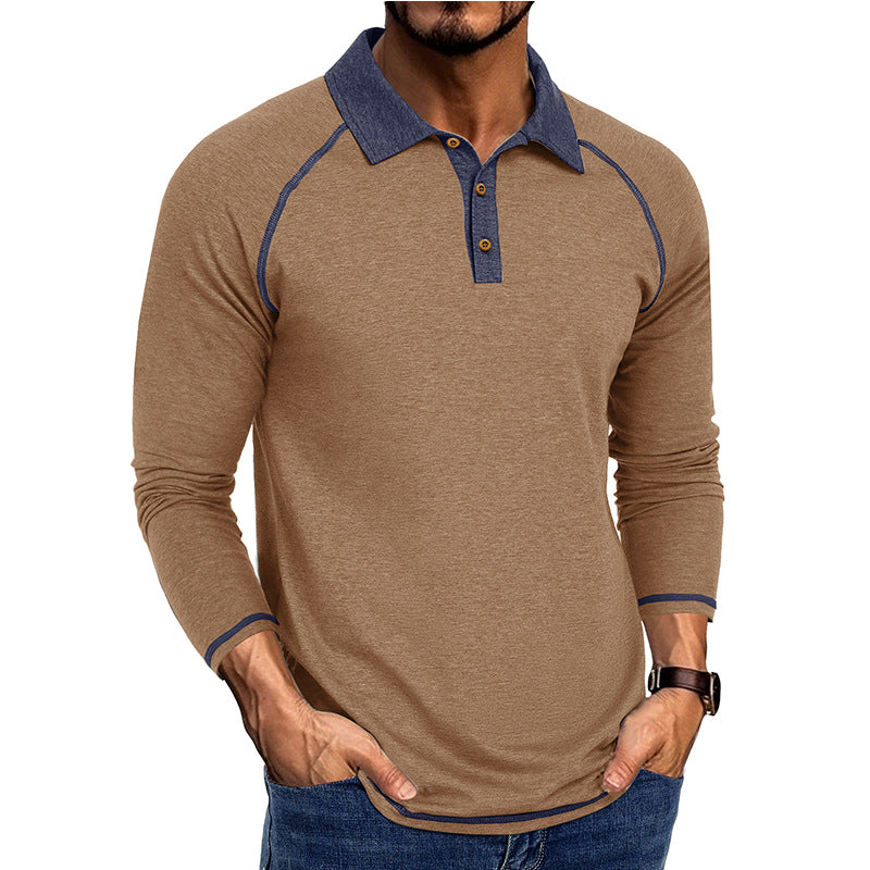 Herren Polo-Shirt Langarm Sportlich Moderner Kragen