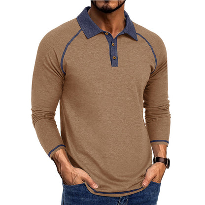 Herren Polo-Shirt Langarm Sportlich Moderner Kragen