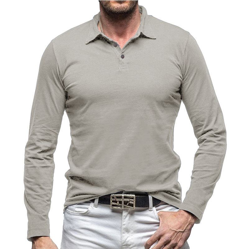 Herren Polohemd Langarm Baumwolle Elegantes Design