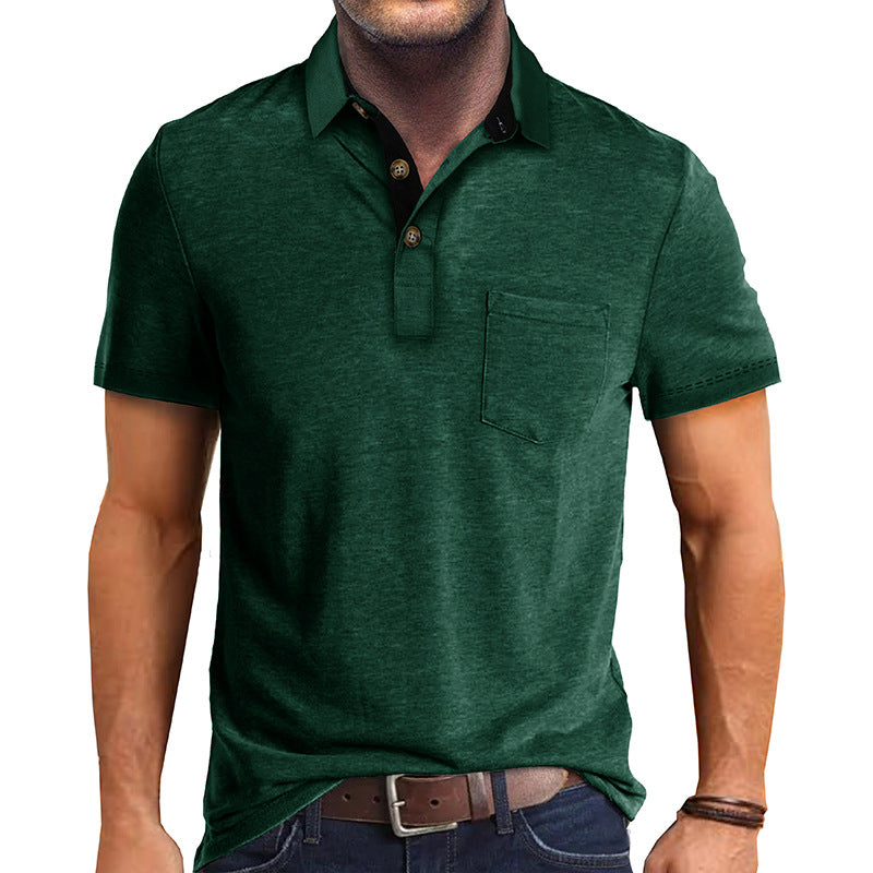 Herren Polo-Shirt Modern Kragen Brusttasche Slim Fit