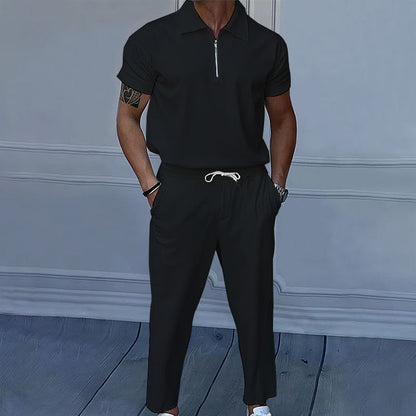 Herren Sportset Polohemd Jogginghose Komfort Set