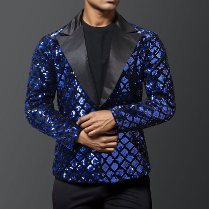 Eleganter Herren Blazer mit Pailletten und Satin-Revers