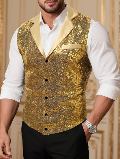 Glamour Herren Weste Pailletten Elegant