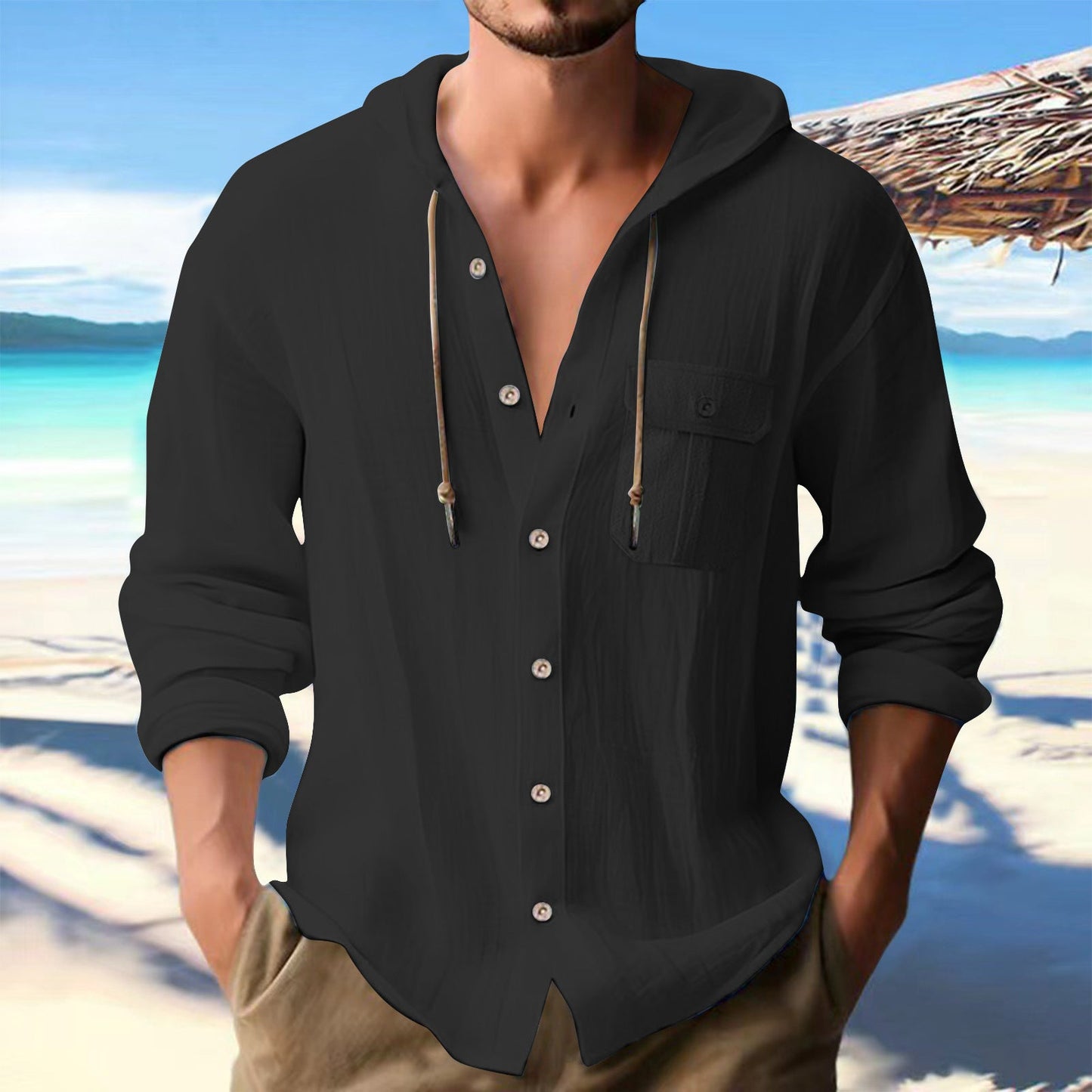 Herren Hoodie Sweatshirt Mit Brusttasche Bequem Modern