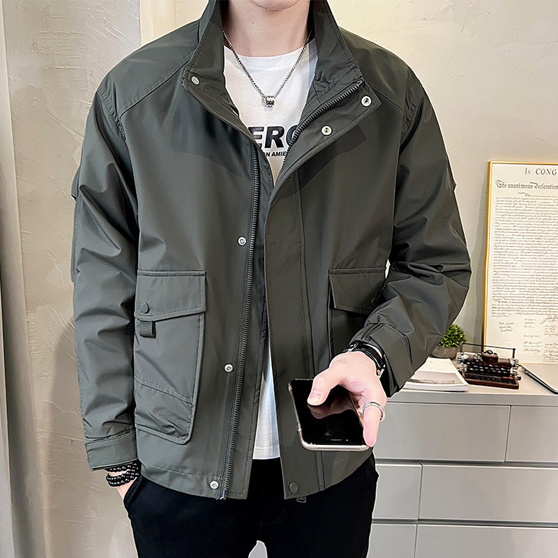 Herren Feldjacke Modern mit Taschen und Verstellbarem Kragen