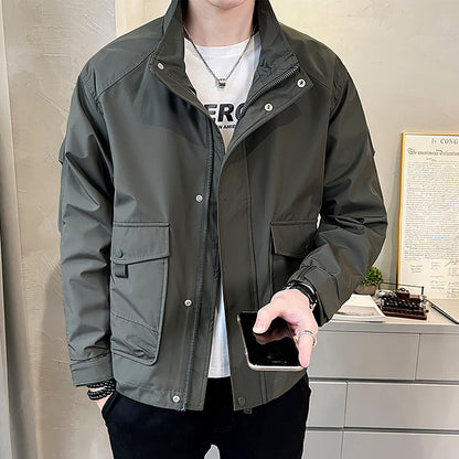 Herren Feldjacke Modern mit Taschen und Verstellbarem Kragen