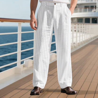 Herren Anzug-Hose Slim Fit Streifen Komfortbund Elegant