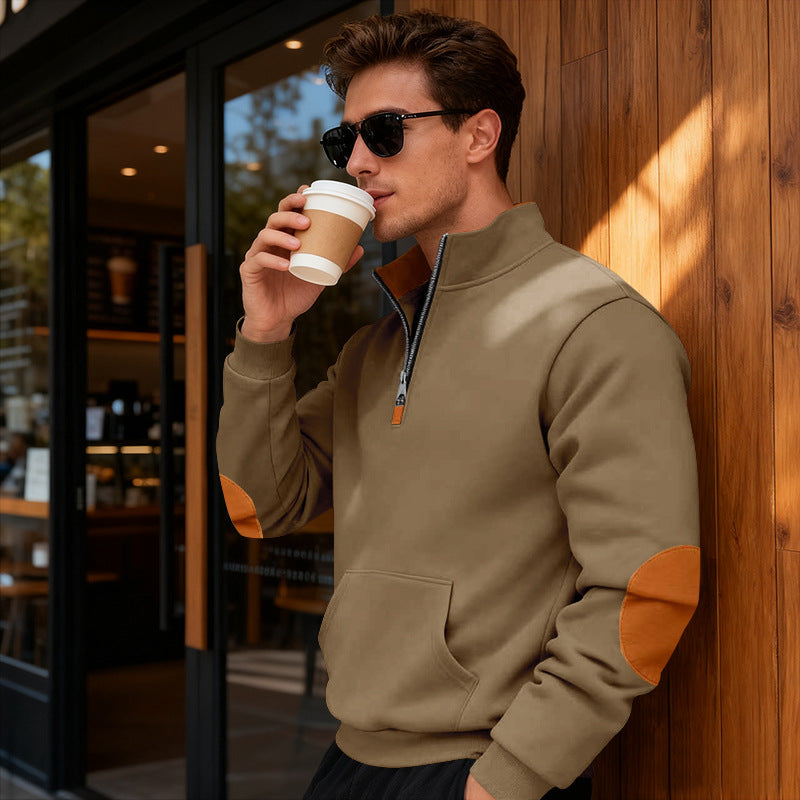Sportlicher Herren Pullover Stehkragen Reißverschluss Modern