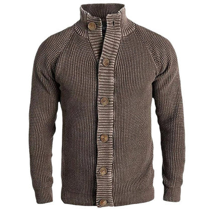 Herren Strickjacke Waffelmuster Stehkragen Modern Komfort