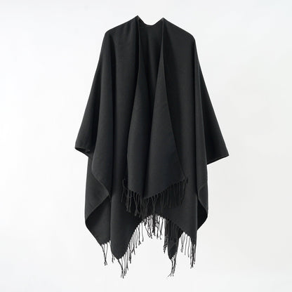 Damen Poncho Weich Fransen Luxus Modern