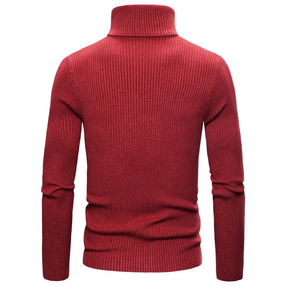 Herren Strickpullover Slim Fit Hochkragen Ripp Optik