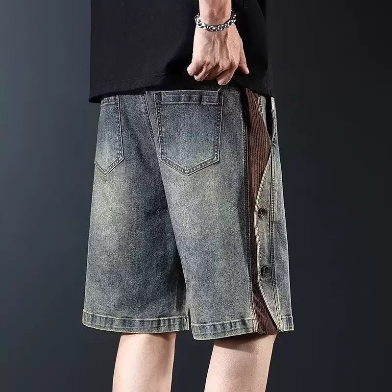Herren Denim Shorts Knielang mit Kordelzug Bequem