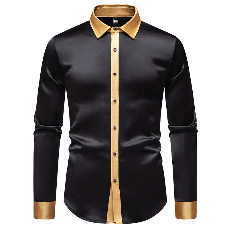 Herren Langarmhemd Elegant mit Kontrastkragen und Knöpfen Modern