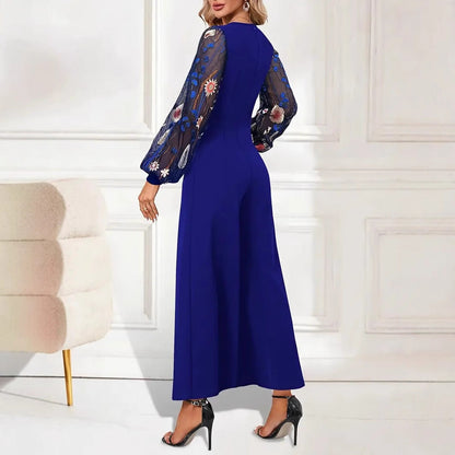 Elegante Damen Jumpsuit mit Spitze und Weitem Bein