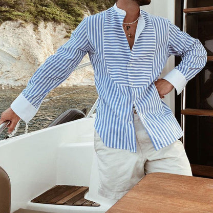 Herren Langarmhemd Streifen Elegant Modern