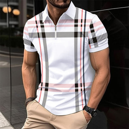 Herren Poloshirt Kurzarm Modern mit Reißverschluss Design - BerlinGlamour