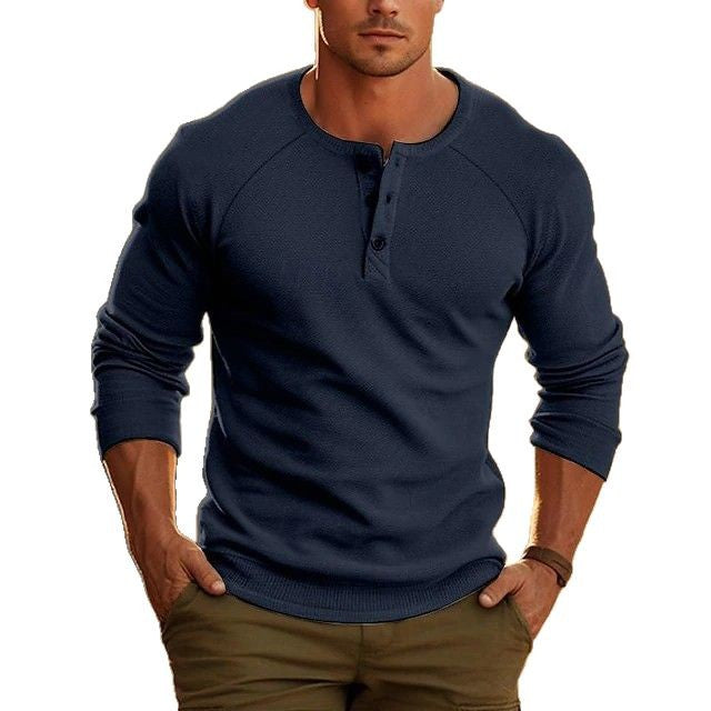 Herren Langarmshirt Elegantes Knopfleiste Modern - BerlinGlamour