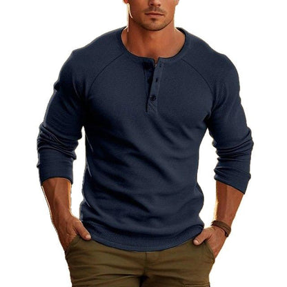 Herren Langarmshirt Elegantes Knopfleiste Modern - BerlinGlamour