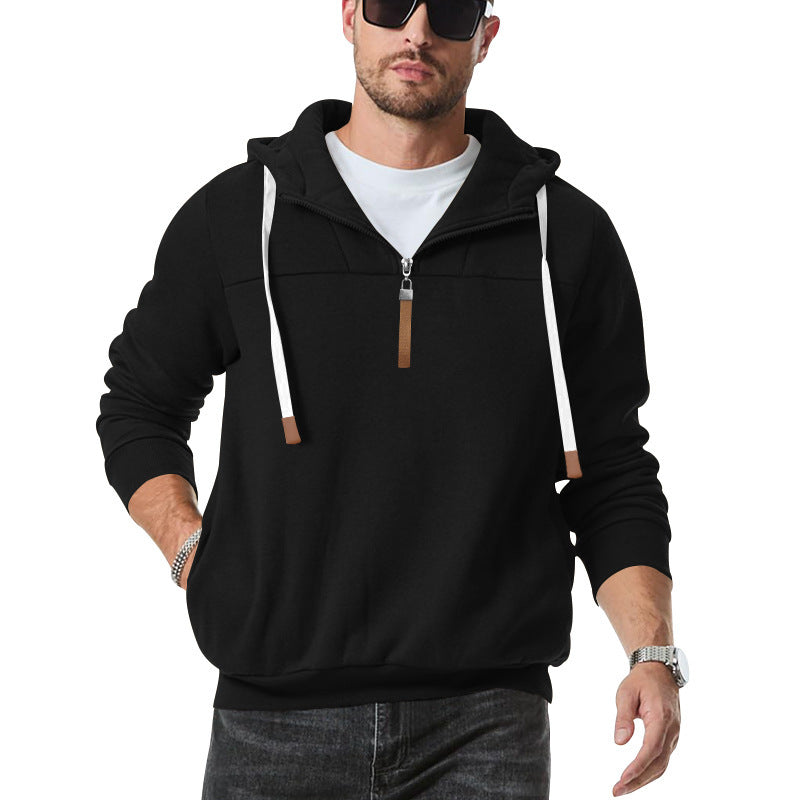 Herren Kapuzenpullover Modern Reißverschluss Stylish Schwarz