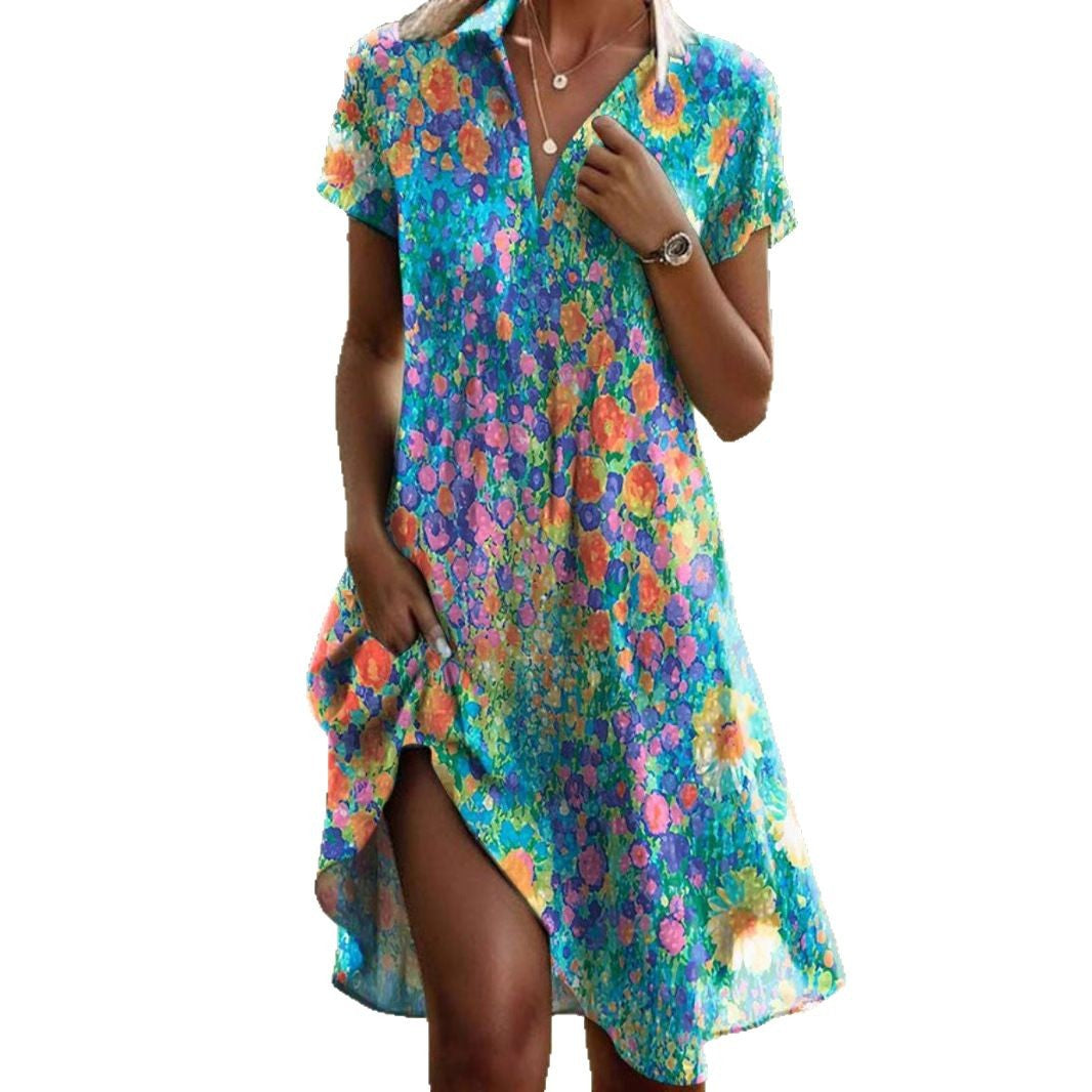 Damenkleid Floral Asymmetrisch Sommerkleid