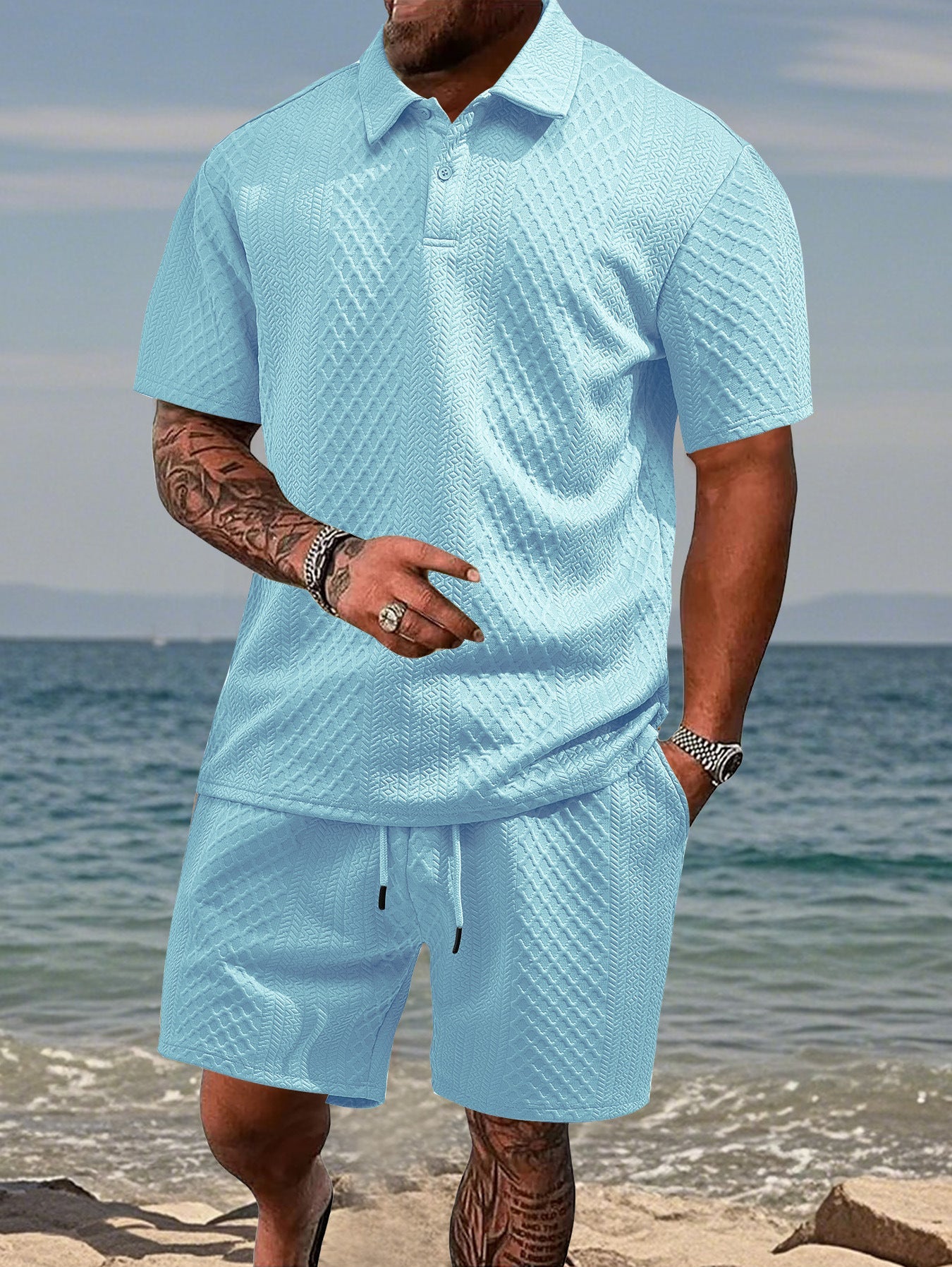 Herren Sportset Polohemd Shorts Komfort