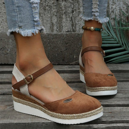 Vintage Sandalen Wedge Heels Damen Schuhe
